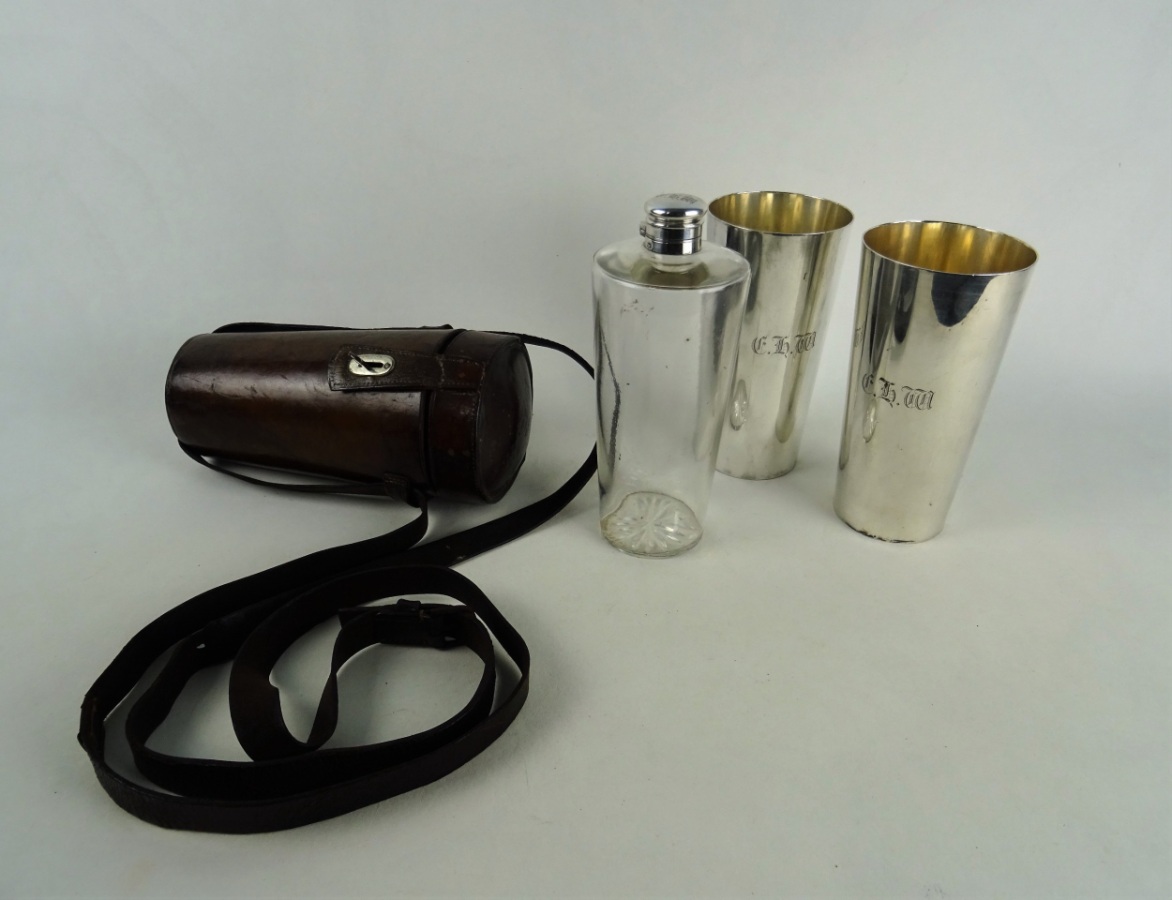 19th Century Campaign Spirit Flask And Beakers